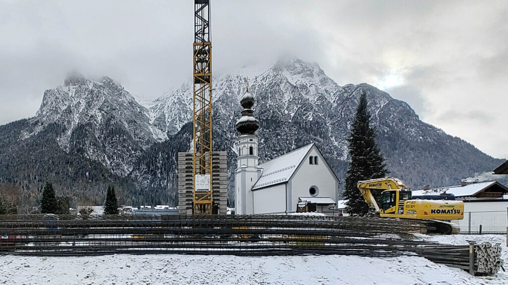 Foto mit Baustelle im Winter